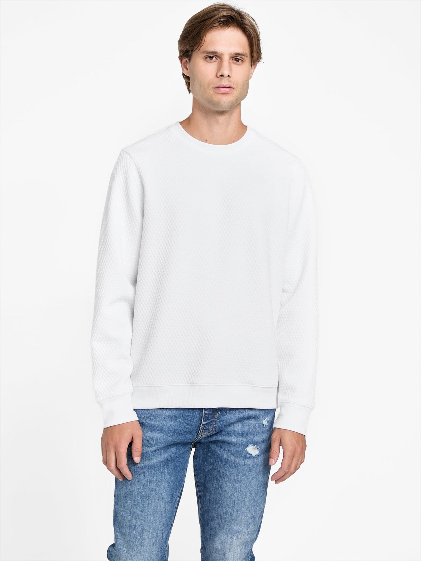 Omar Jacquard Pullover mit Rundhalsausschnitt
