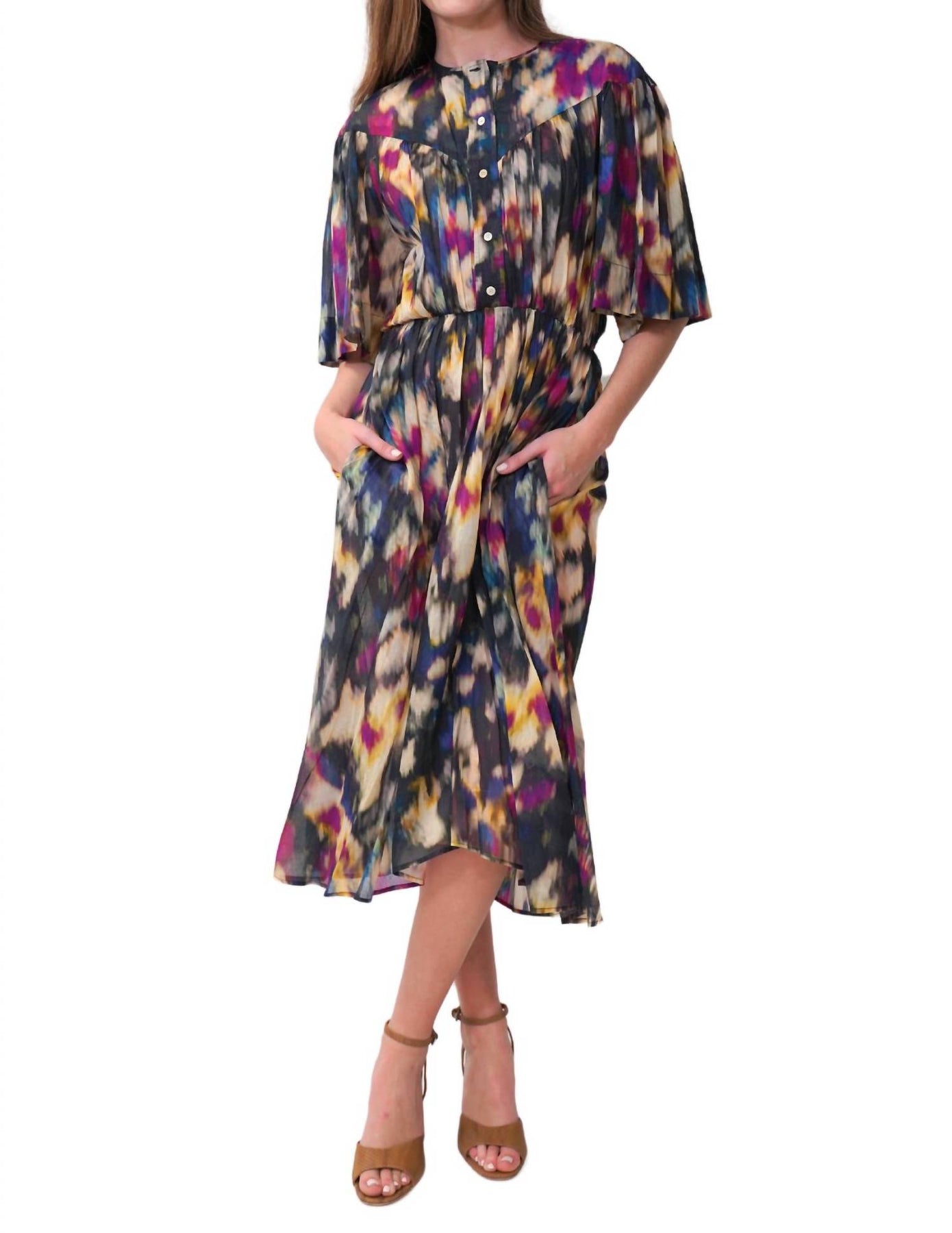 Maggy Kleid im Ocker/schwarz Mehrfarbig