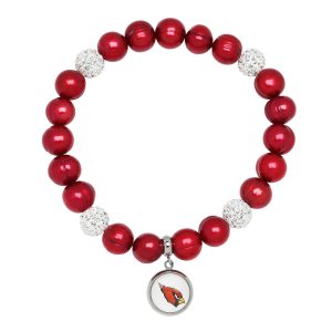 Arizona Cardinals Stretch Perle & Kristall Armband in Rot