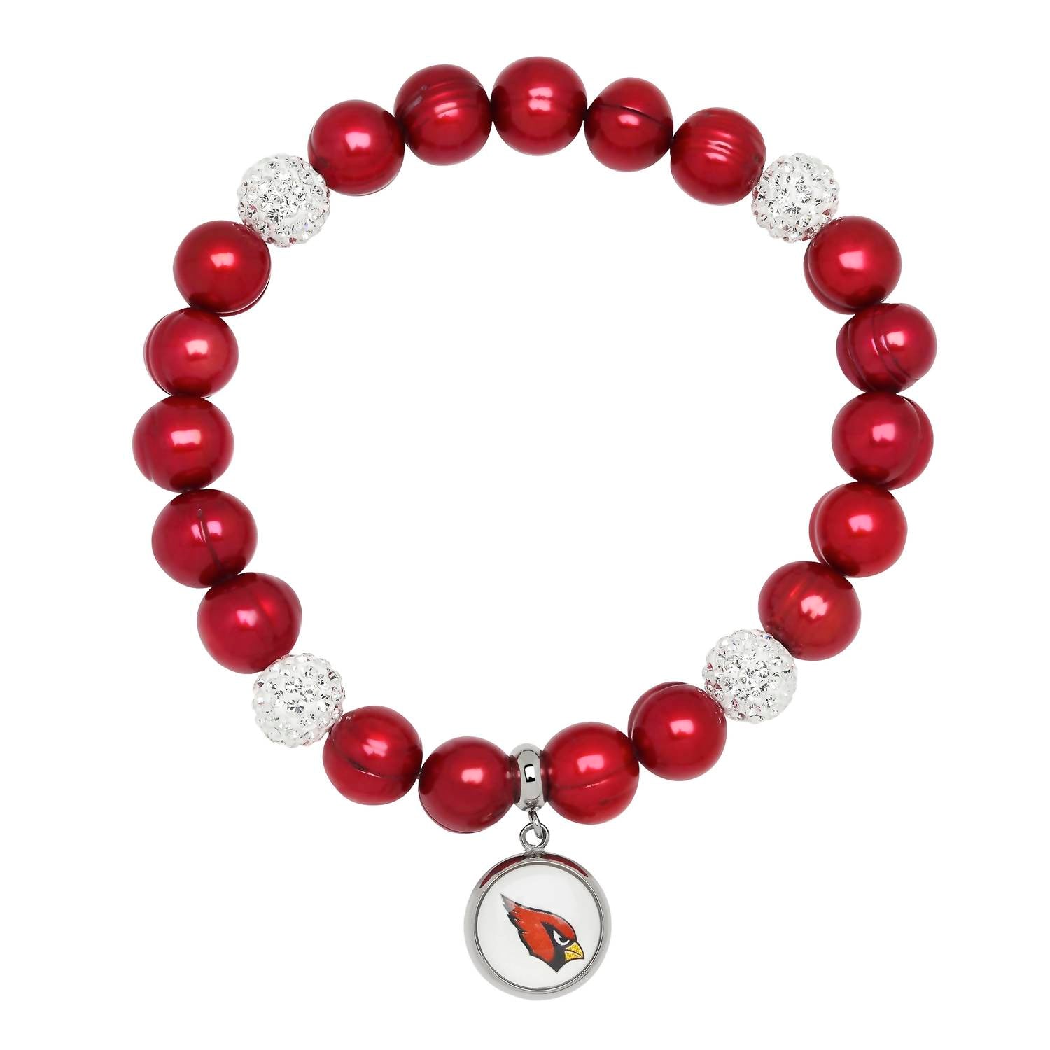 Arizona Cardinals Stretch Perle & Kristall Armband in Rot