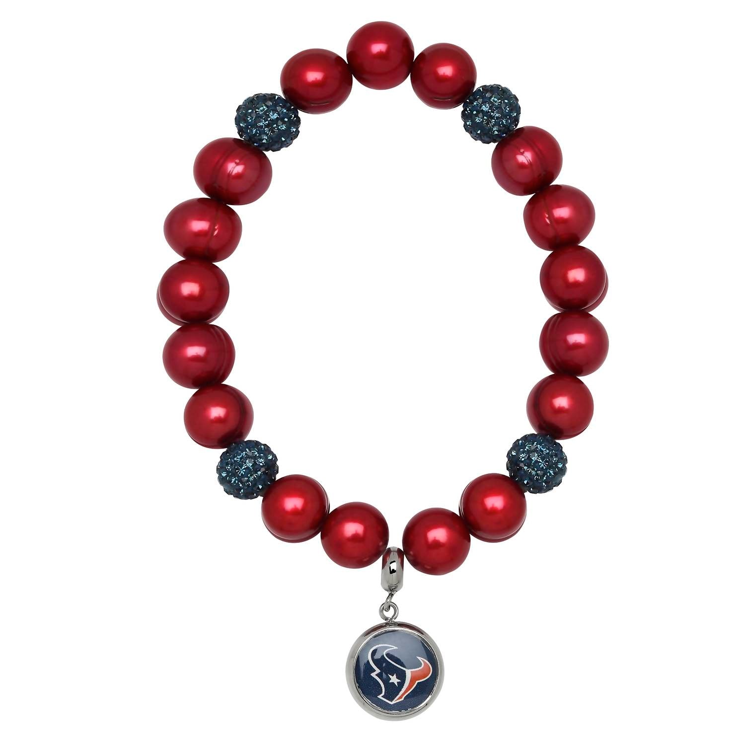 Houston Texans Stretch Perle & Kristall Armband in Rot