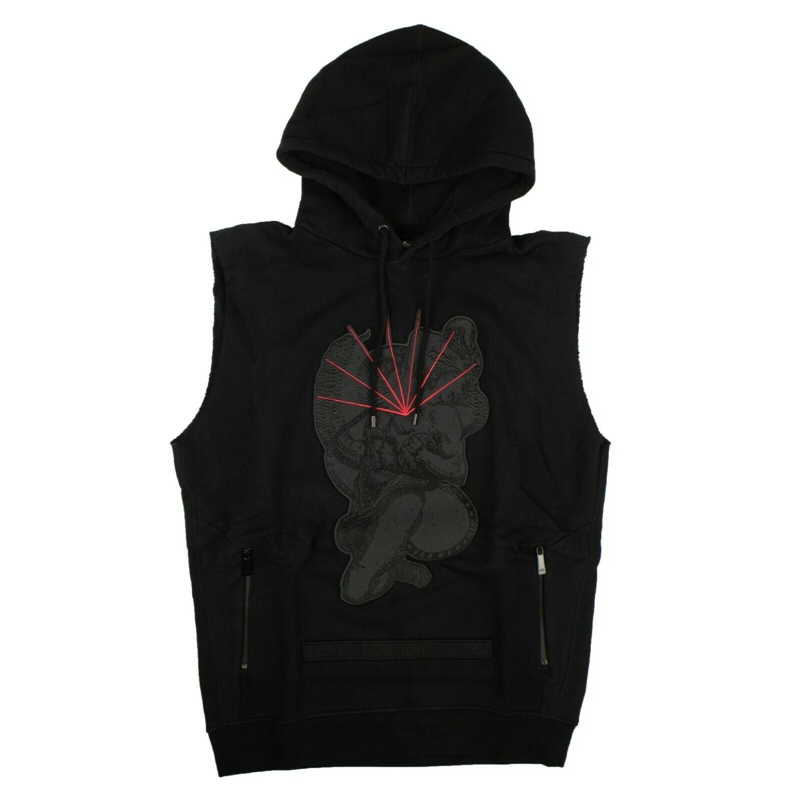 Herren Schwarz Baumwolle Rayen ärmellosen Sweatshirt