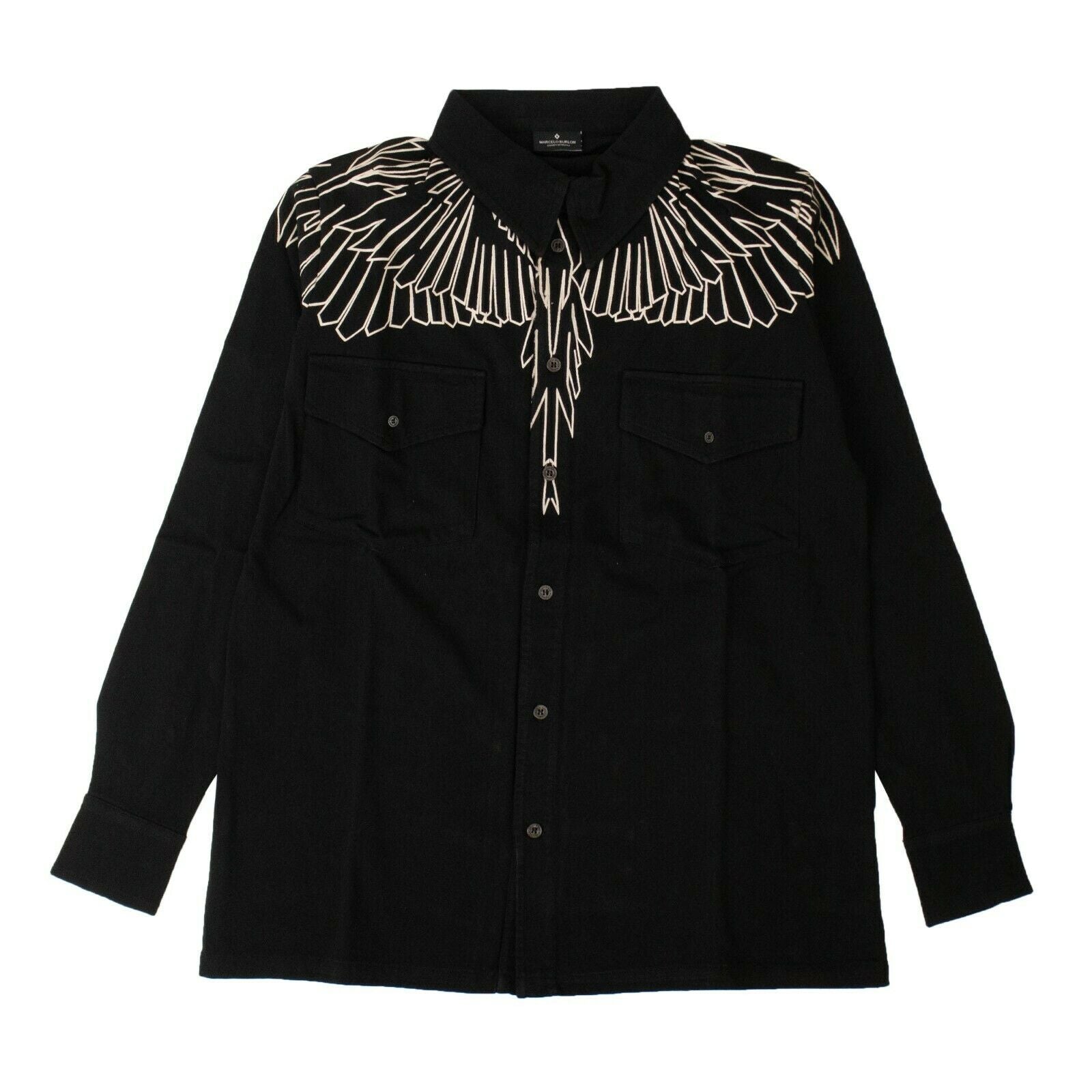 Herren Schwarz Wings mit Knopfleiste Hemd