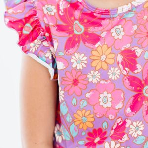 Hawaii-Blumen-Kurzarm-Rüschen-T-Shirt