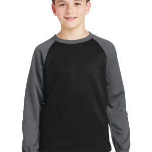 Sport-Tek Youth Sport-Wick Raglan Colorblock Fleece Crewneck YST242