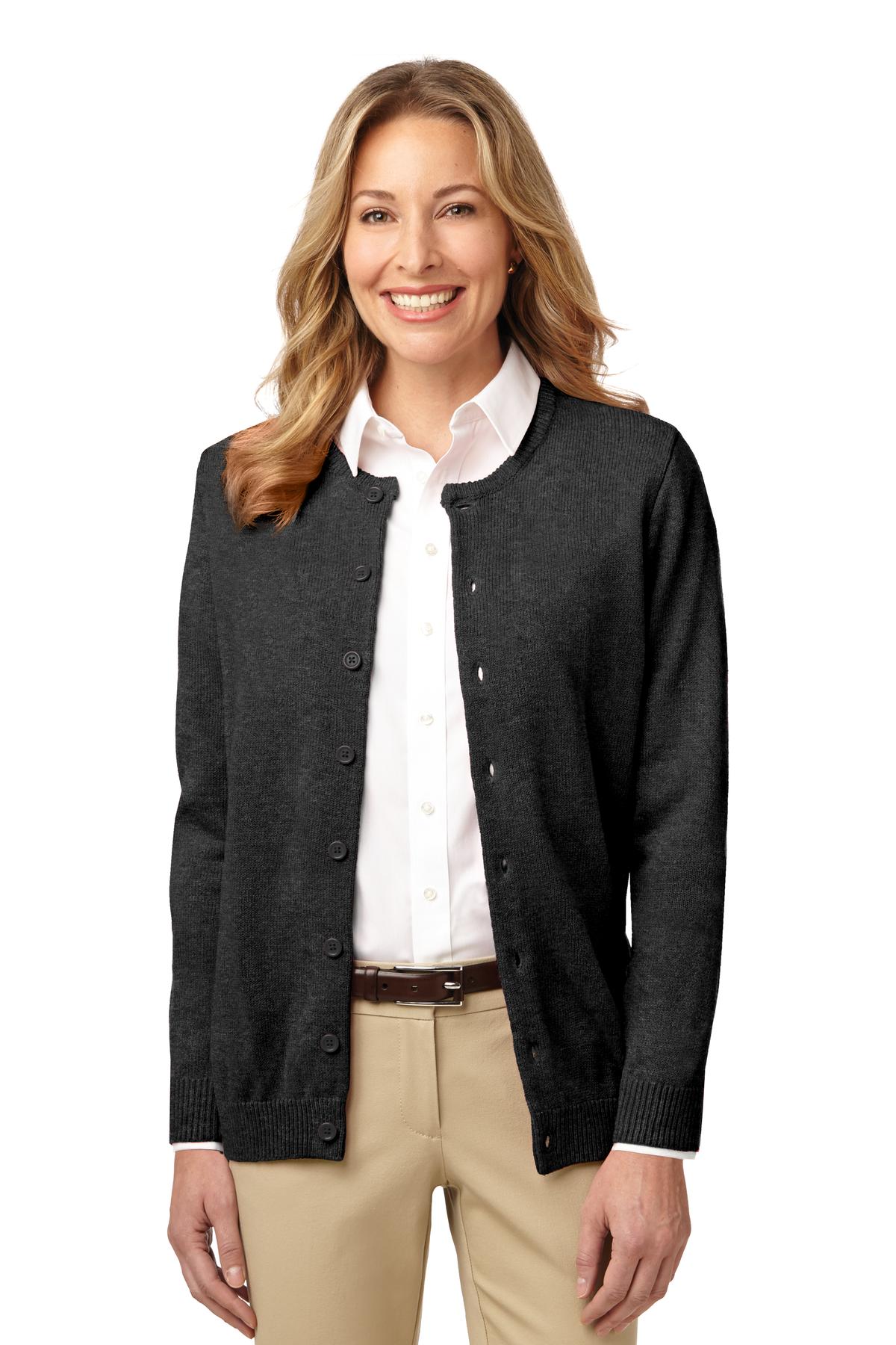 Port Authority Damen Wert Jewel-Neck Strickjacke Pullover LSW304