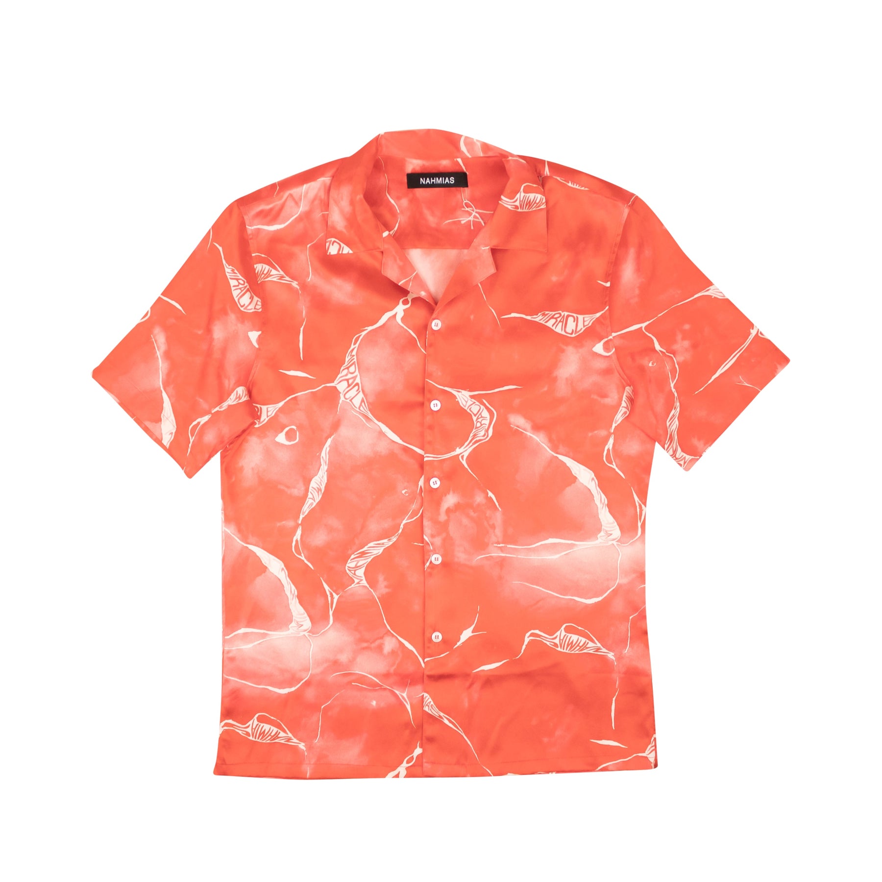 Rotes Miracle Batikmuster Kurzarm-Hemd mit Knöpfen