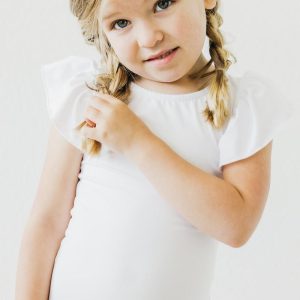 Weißes S/S Flutter Ärmel Trikot