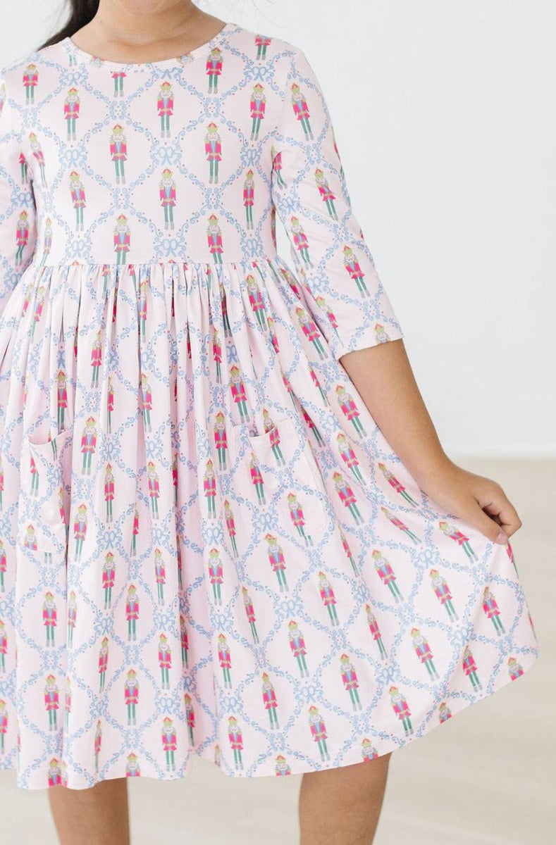 Rosa Nussknacker 3/4 Ärmel Tasche Twirl Kleid