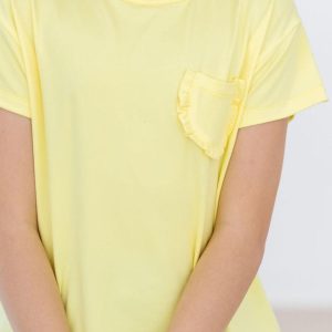Gelbes T-Shirt mit Rüschentasche