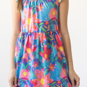 Kleid mit Rüschen und überkreuztem Rücken