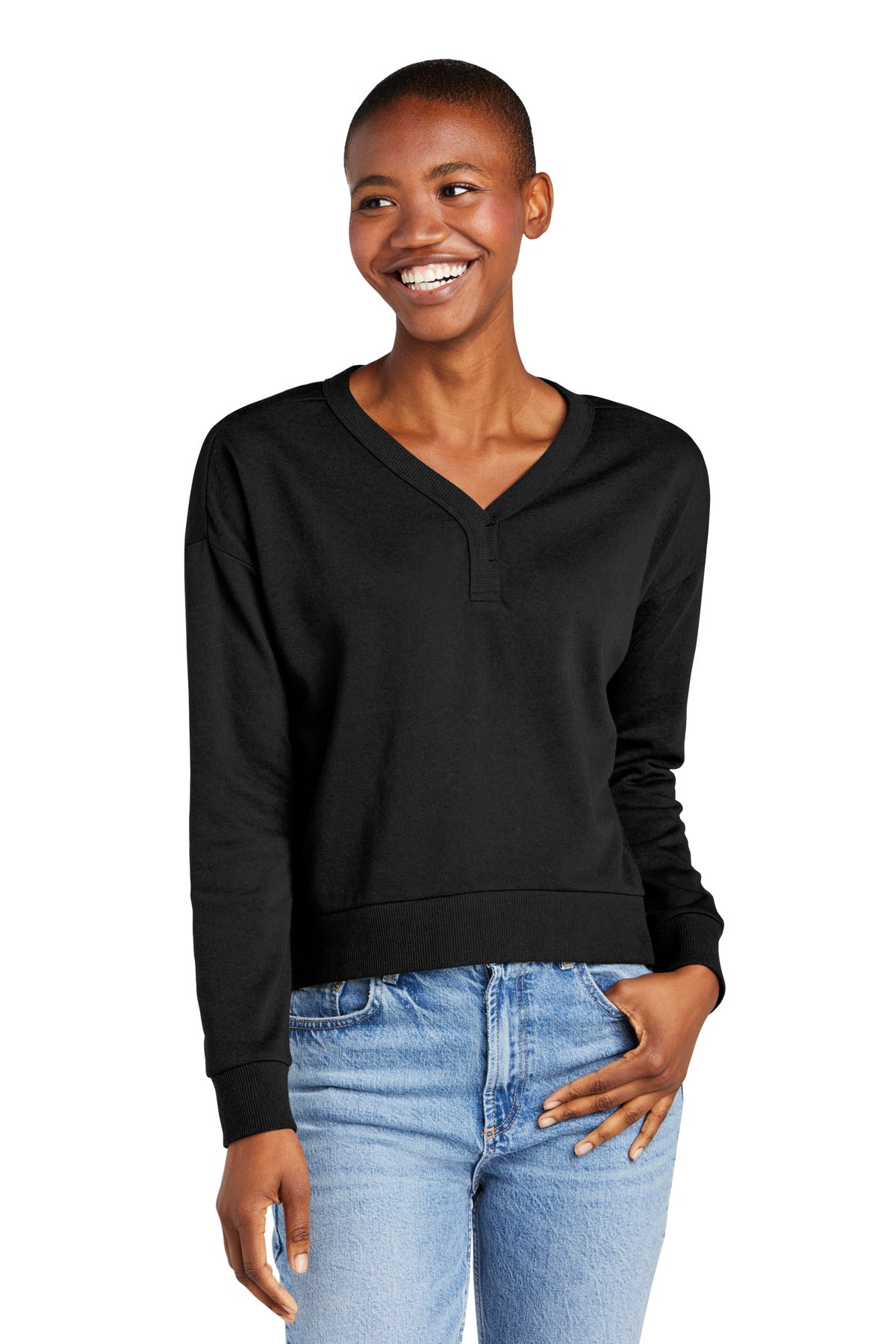 District Sweatshirt mit V-Ausschnitt für Damen