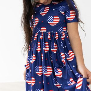 I Heart the USA S/S Pocket Twirl Kleid