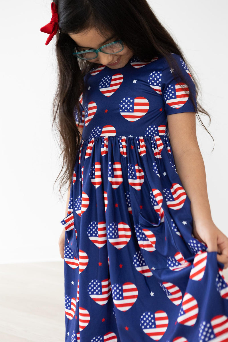Ich Herz die USA S / S Tasche Twirl Kleid
