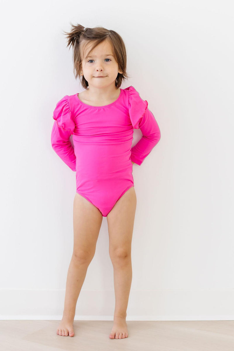 Hot Rosa L / S Flutter Ärmel Leotard