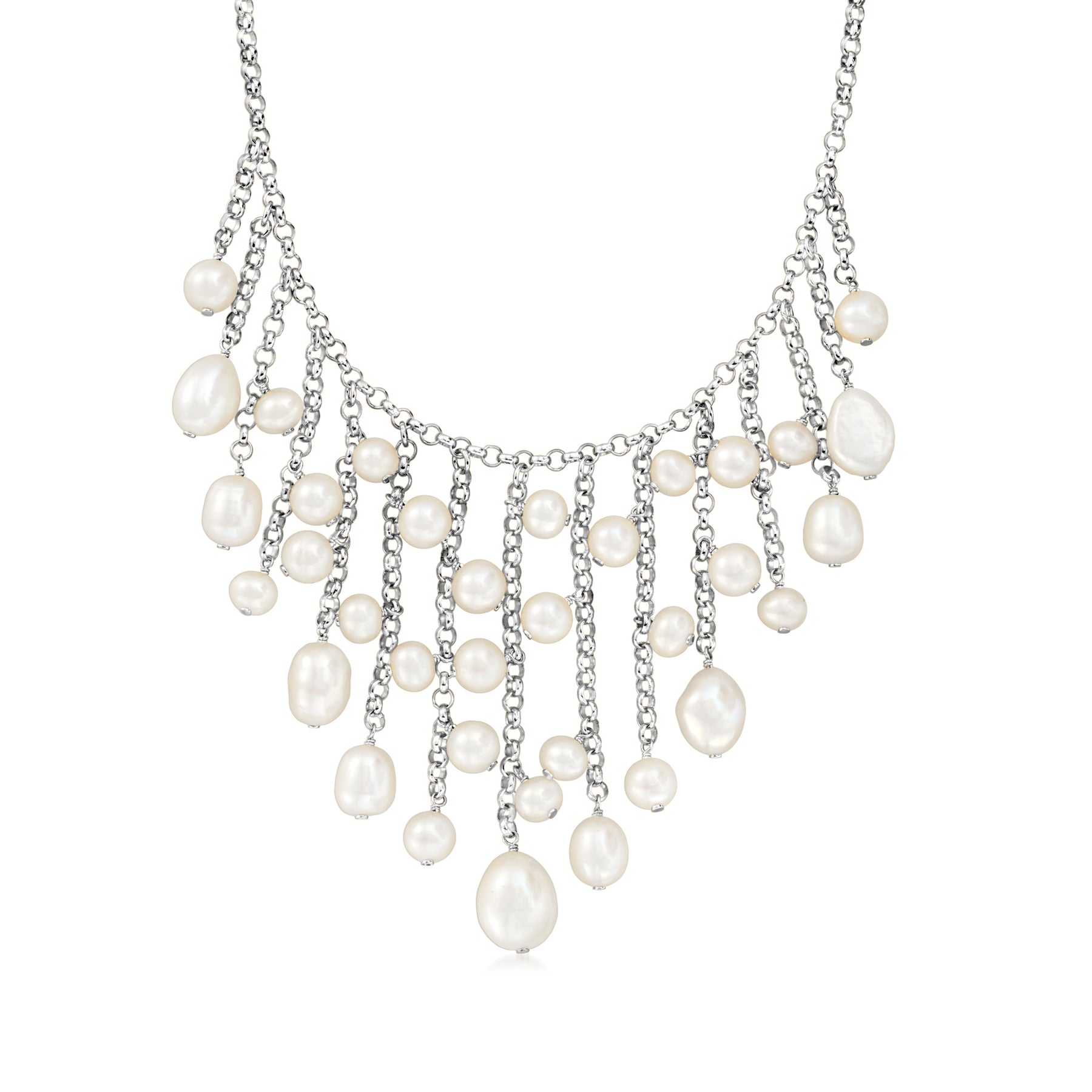 Ross-Simons 5.5-10.5mm Fringe Halskette mit Zuchtperlen in Sterling Silber