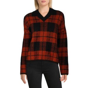 Colleen-Pullover aus Wollmischung mit Karomuster und V-Ausschnitt