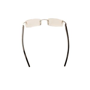 Silberne und schwarze rechteckige Büffelhornbrille