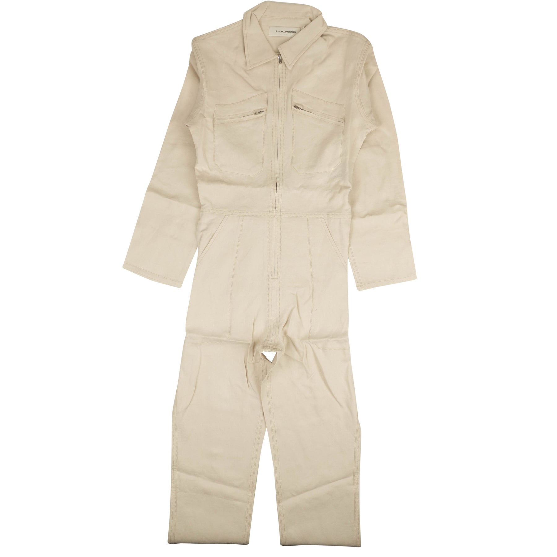 Beige Leinen Kontrast Stitch Jumpsuit