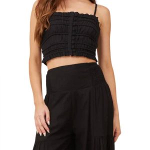 Voille-Tanktop mit Knöpfen in Schwarz 7732512981052