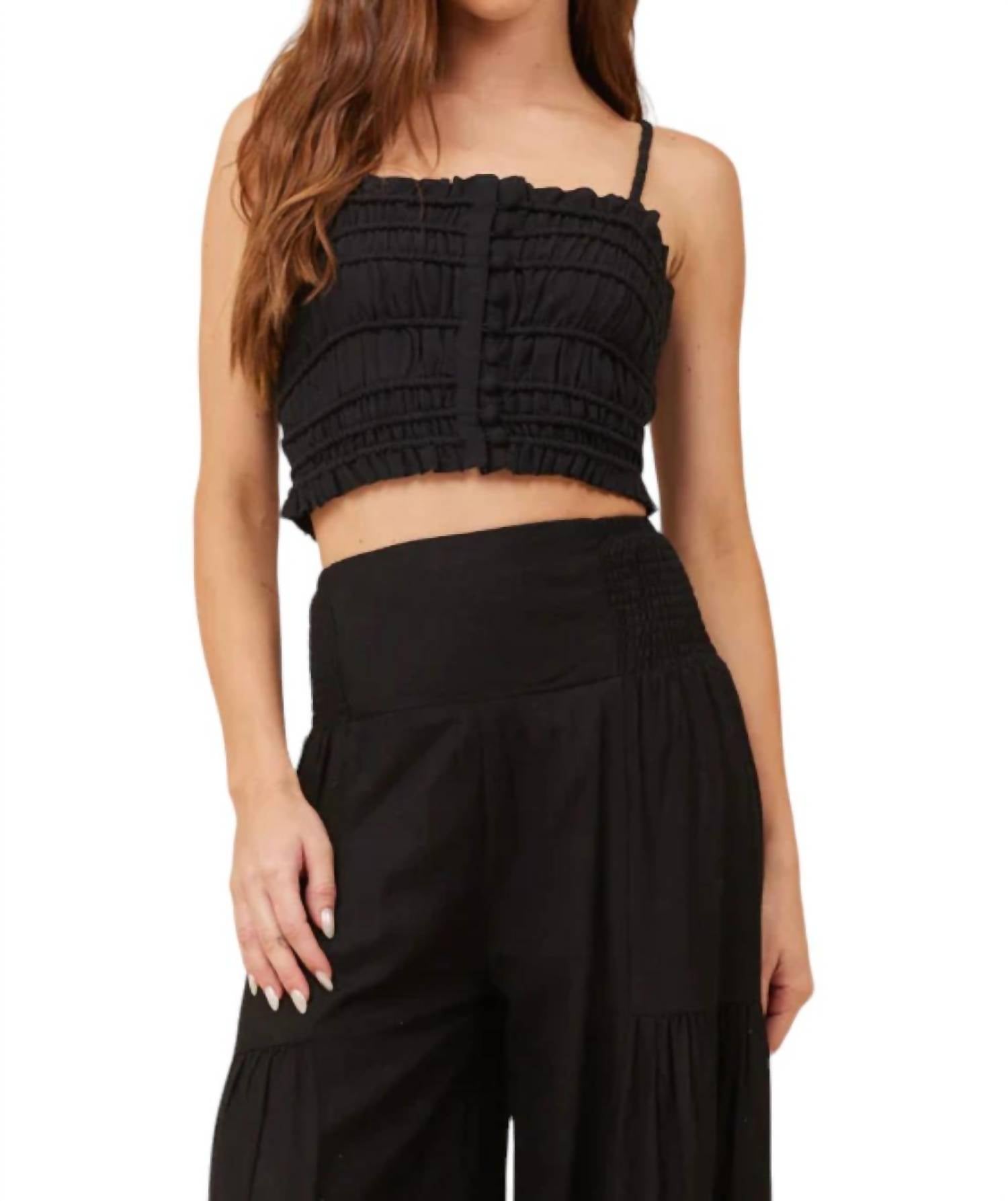 Voille Knopf Top Top in Schwarz