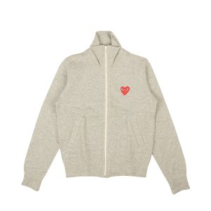 Graues Baumwoll-Sweatshirt mit 5 roten Herzen