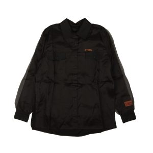 Schwarze doppellagige mit Knopfleiste-Bluse