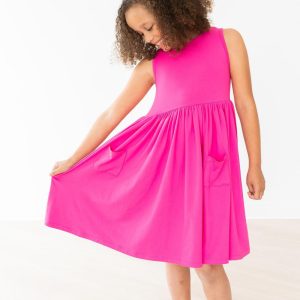 Pinkfarbenes Tank-Twirl-Kleid mit Tasche