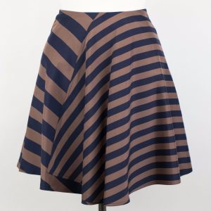 Brauner/marineblauer Rock aus Seidenmischung für Damen