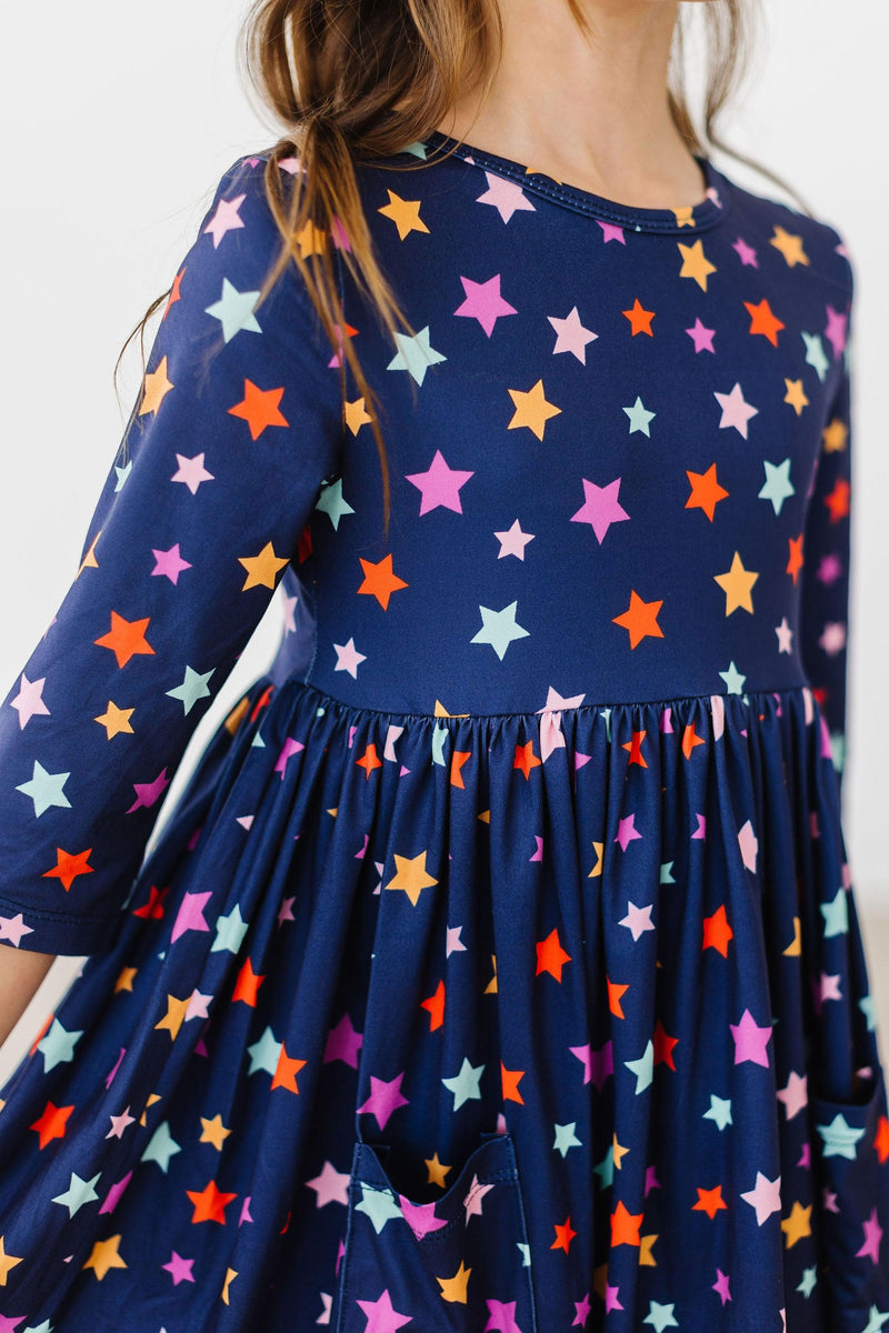Halloween Sterne 3/4 Ärmel Tasche Twirl Kleid