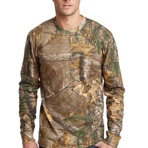 Russell Outdoors Herren Realtree Langarm Explorer T-Shirt aus 100 % Baumwolle mit Tasche S020R