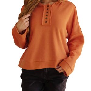Throwback Herz-Hals-Kapuzenpullover in Orange