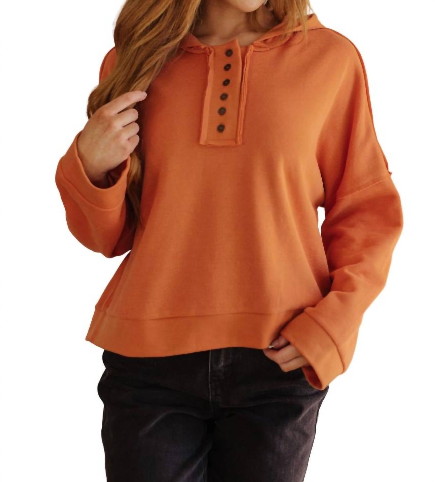 Throwback Herz-Hals-Kapuzenpullover in Orange