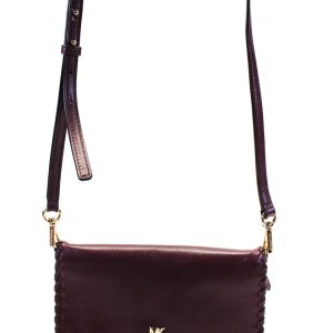 Michael Kors Damen Leder-Umhängetasche mit Whipstitch-Umhängetasche, Lila