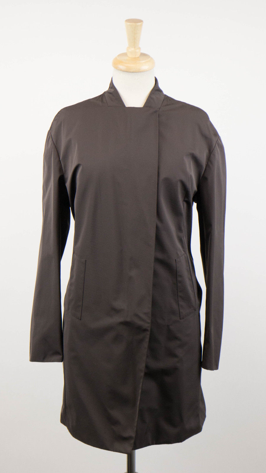 Braune Seidenmischung in voller Länge Trenchcoat