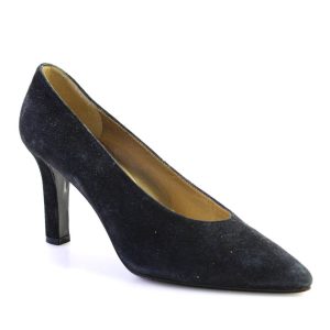 Yves Saint Laurent Damen Wildleder Block Spitze Zehen High Absatzschuhe Schwarz