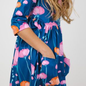 Poppies 3/4-Ärmel-Taschen-Twirl-Kleid
