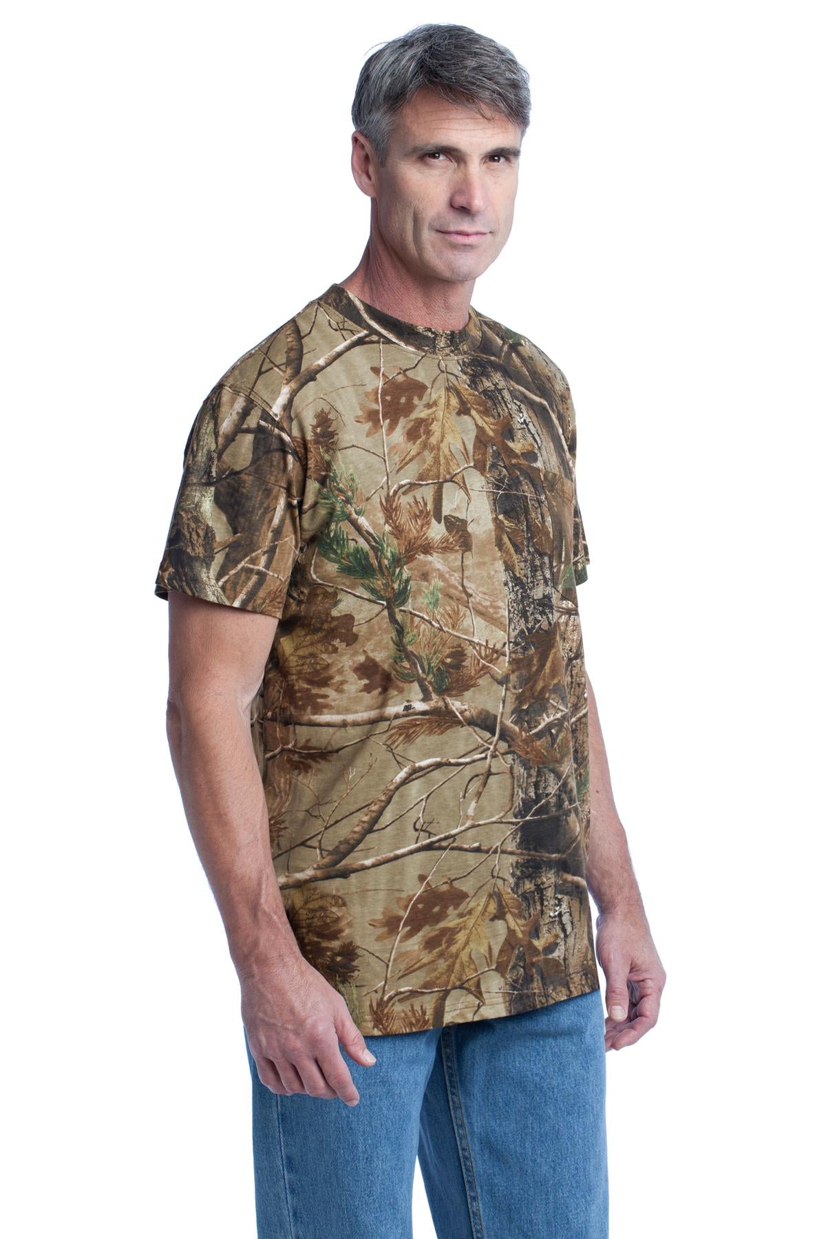 Russell Outdoors Realtree Explorer T-Shirt aus 100% Baumwolle mit Tasche S021R