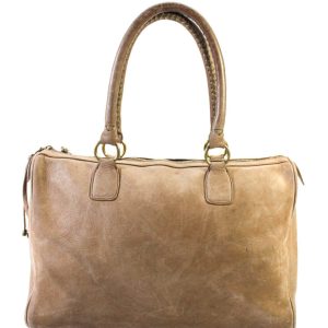 Kendall Conrad Damen-Doctor-Handtasche mit Patchwork-Struktur, Reißverschluss und Quaste, Braun