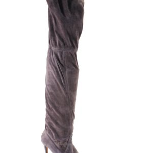 Jean Michel Cazabat Damen Stiletto Overknee-Stiefel aus braunem Wildleder