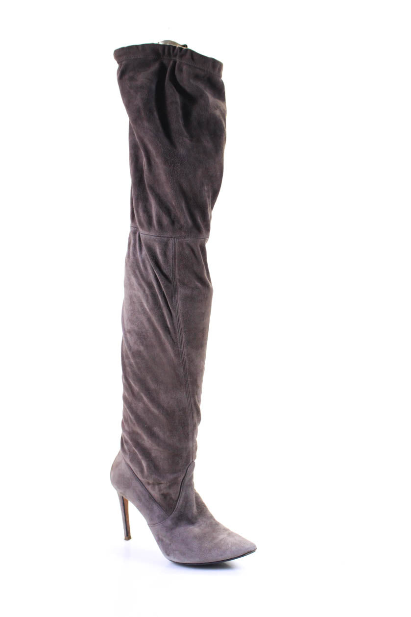 Jean Michel Cazabat Damen Stiletto über dem Knie Stiefel braun Wildleder