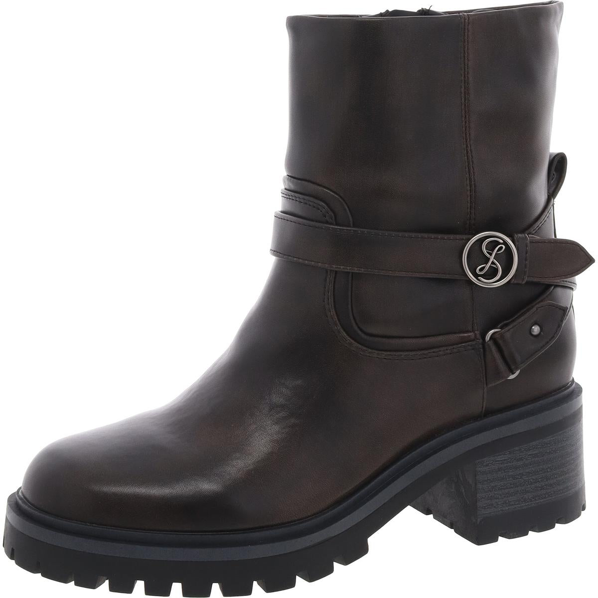 Owen Lugged Sohle Kunstleder Motorradstiefel