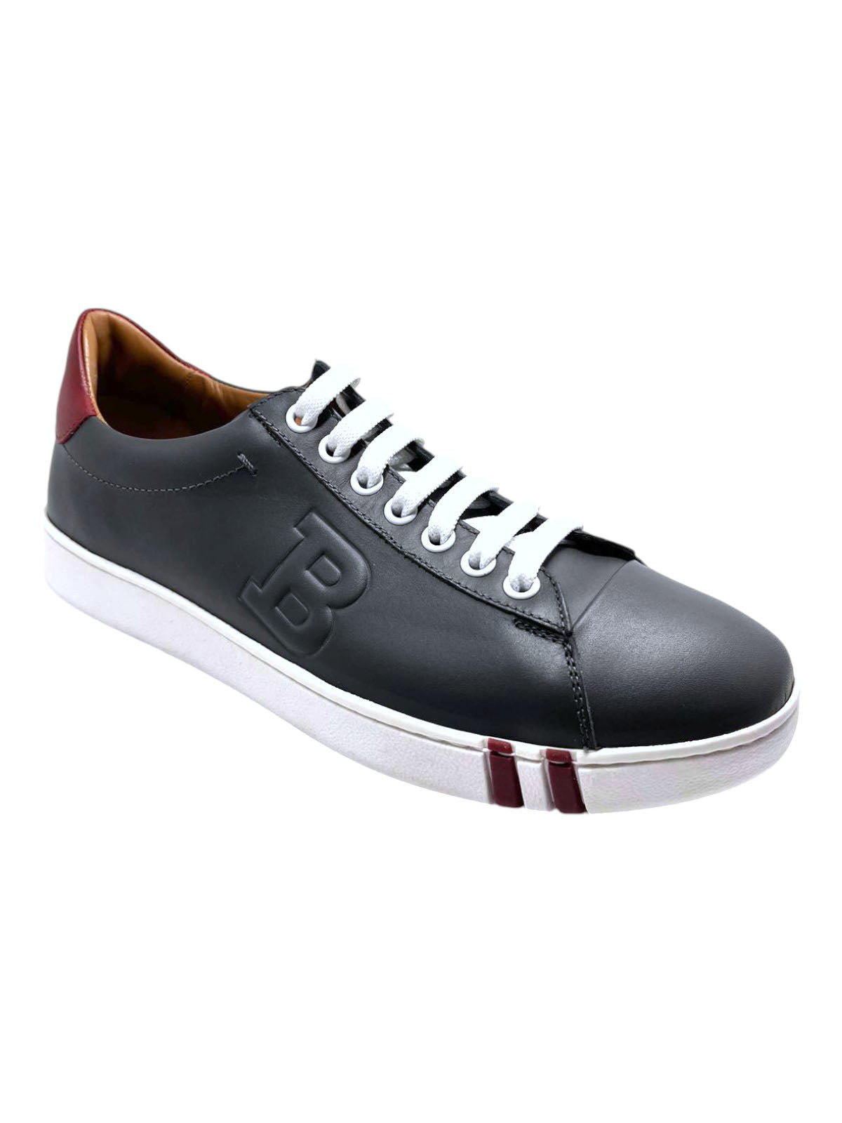 Bally Asher 6217401 Herren Dunkelgrau Kalb Glattleder Turnschuhe Größe 6.5