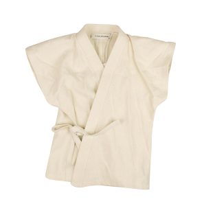 Weißes ärmelloses Hanf Wrap Top