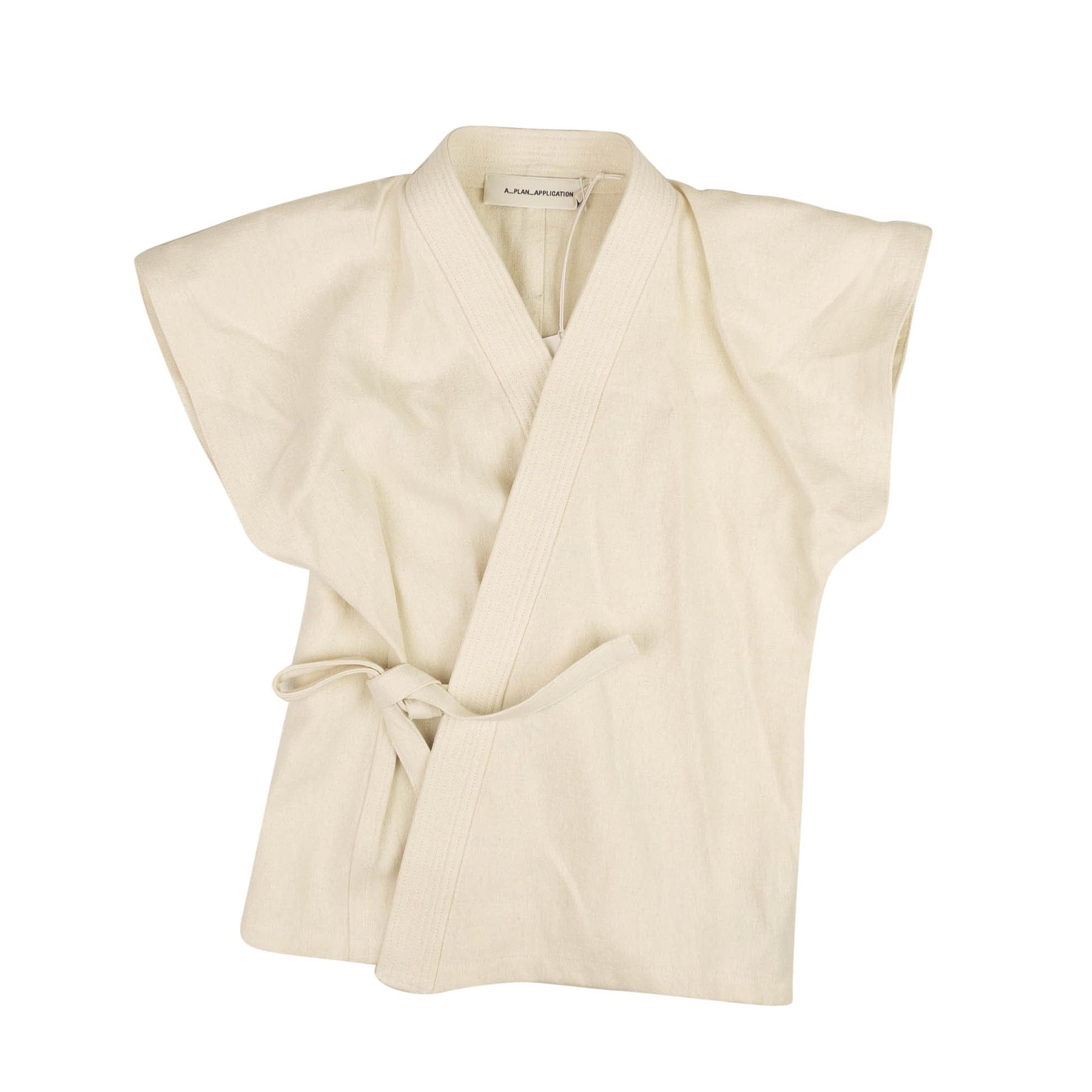 Weißes ärmelloses Hanf Wrap Top