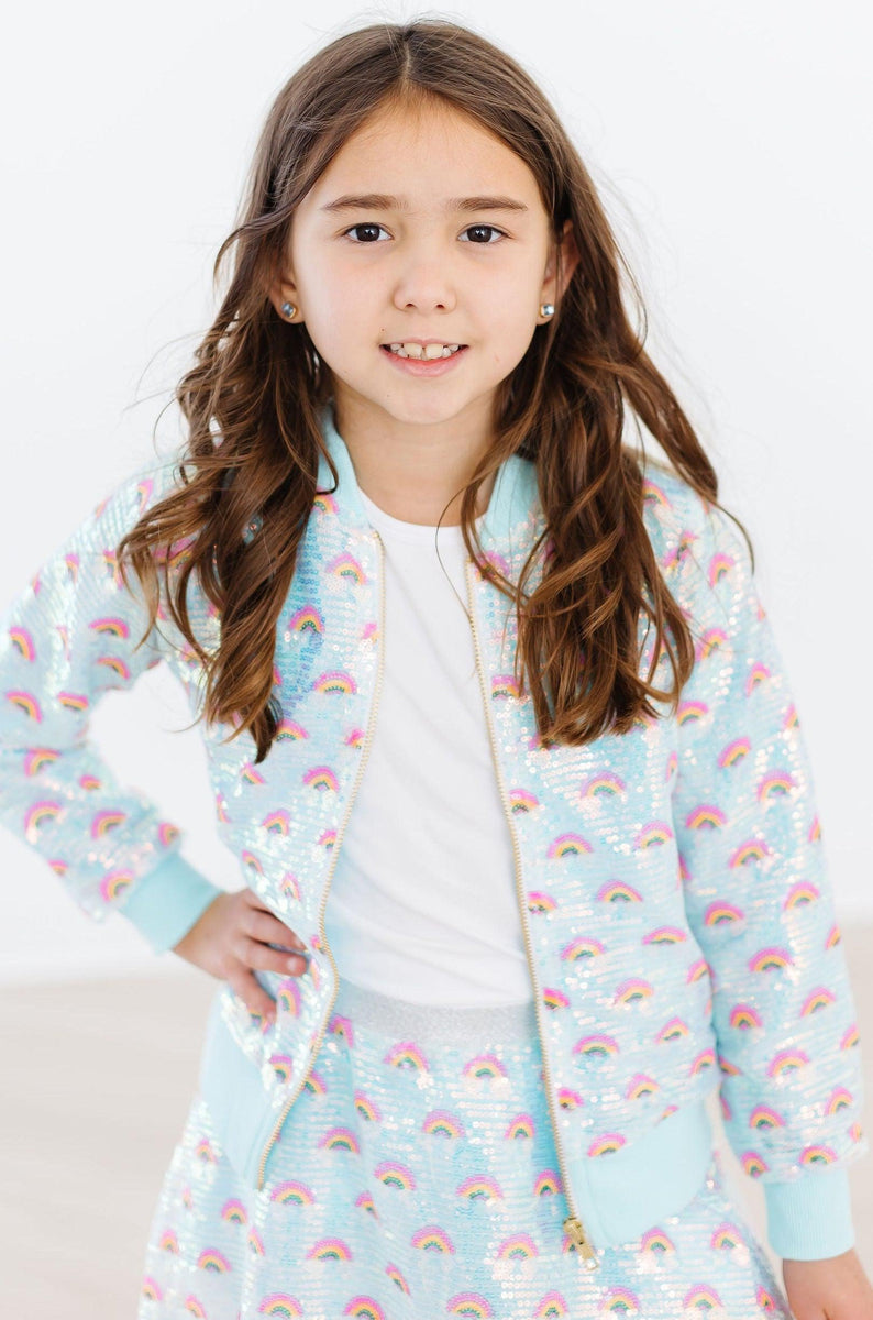 Minze Regenbogen Paillettenjacke