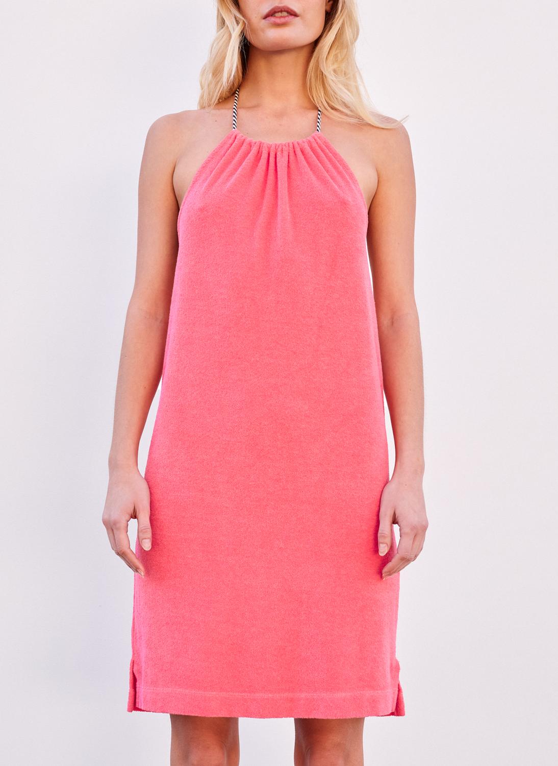 Lounge Neckholder Kleid in Koralle