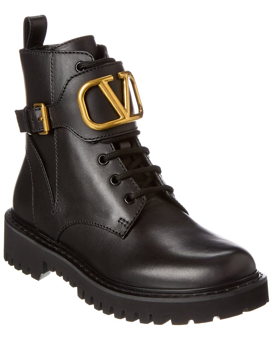Valentino VLogo 35 Leder-Kampfstiefel