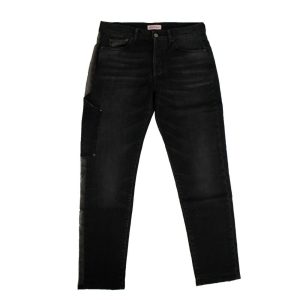 Schwarze, transparente Jeans mit Seitenstreifen