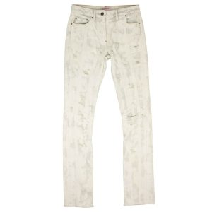 Blaue und weiße Batikmuster Distressed Jeans